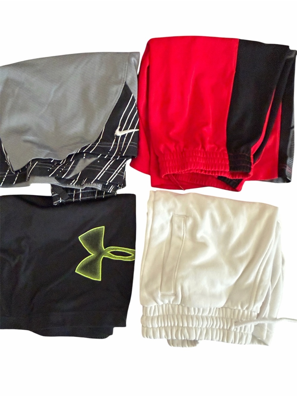 Lot of 4 tween teen shorts various sizes all drawstring waist athletic shorts
